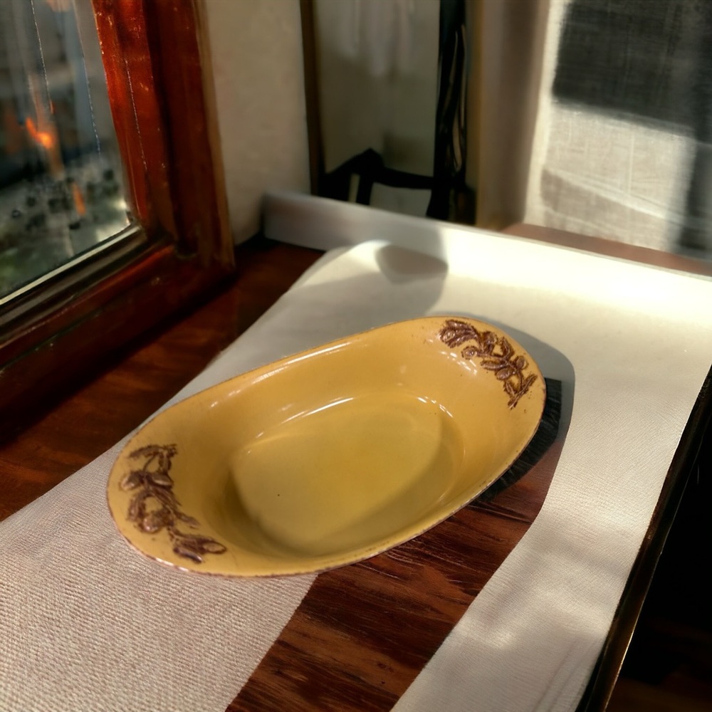 Cerutil Stoneware Oval Serving Bowls Mustard Yellow Portugal